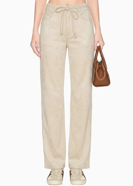 Pantalón en gamuza con anudado en pretina - TEXAS