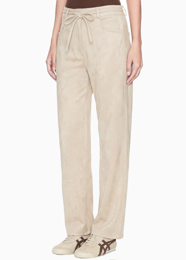 Pantalón en gamuza con anudado en pretina - TEXAS