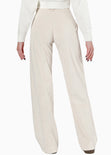 Pantalón recto de corduroy color beige para mujer - Flashy