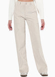 Pantalón recto de corduroy color beige para mujer - Flashy