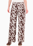Pantalón recto de tiro medio estampado color blanco, marfil para mujer - Flashy