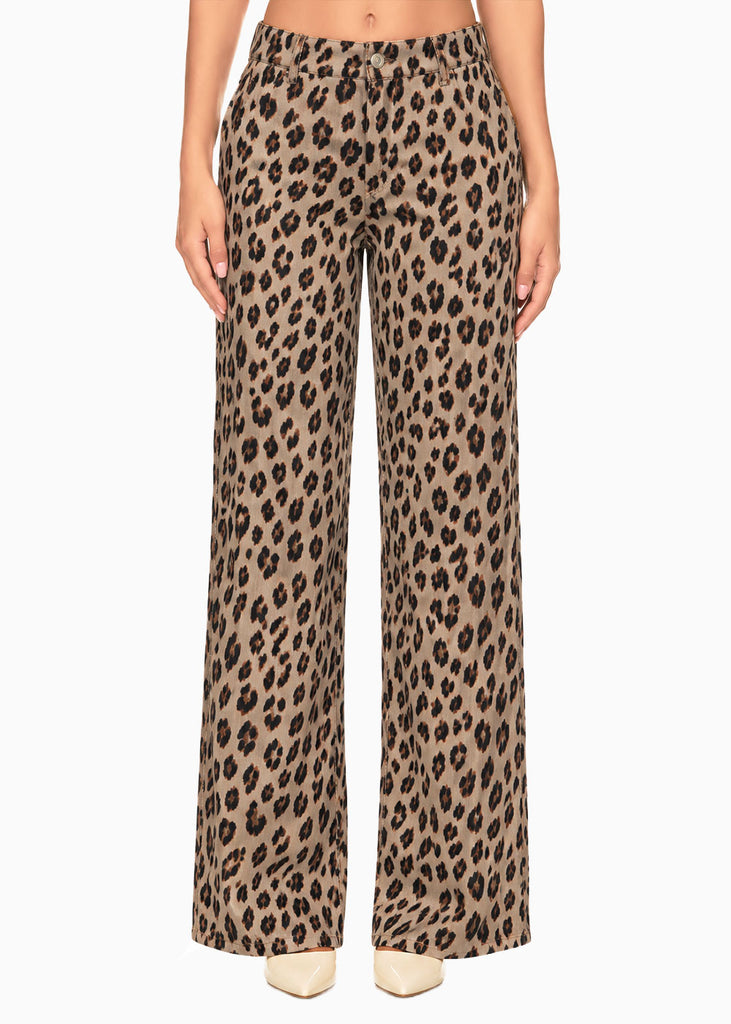 Pantalón sin prenses con tela tejida de animal print - ALEMANIA