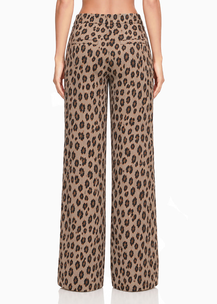 Pantalón sin prenses con tela tejida de animal print - ALEMANIA