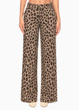 Pantalón sin prenses con tela tejida de animal print - ALEMANIA