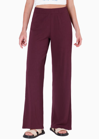 Pantalón wide leg con elástico en cintura color blanco, marfil para mujer - Flashy