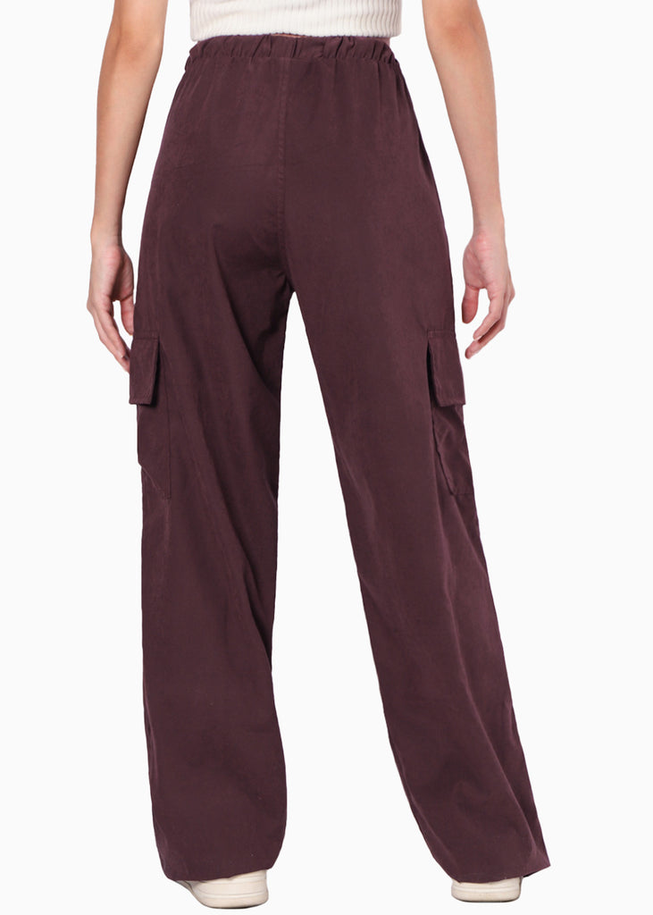 Pantalón tipo cargo con elástico en cintura, anudado y bolsillos laterales  para mujer - Flashy