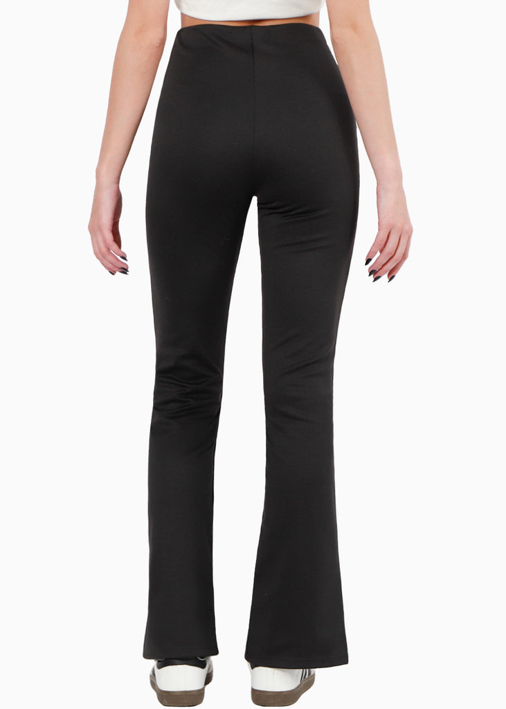 Pantalón tipo legging stretch con abertura color negro para mujer - Flashy
