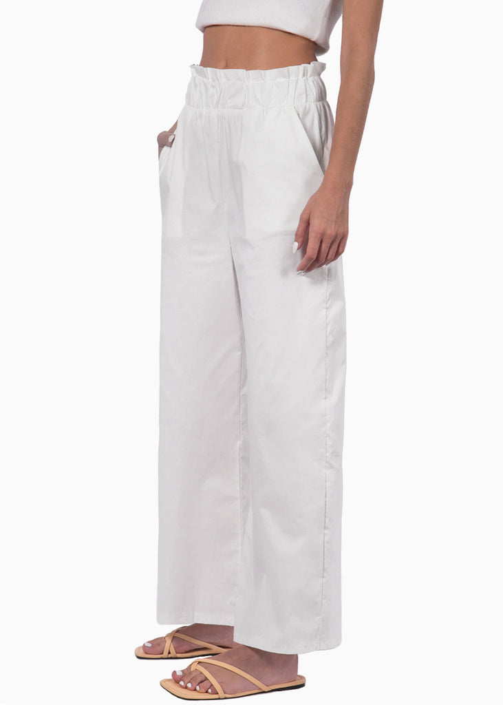 Pantalón wide leg tiro alto color blanco para mujer - Flashy