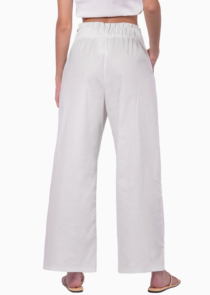 Pantalón wide leg tiro alto color blanco para mujer - Flashy