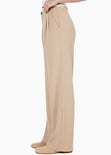 Pantalón wide leg con doble pretina en contraste - NACAR.BEIGE