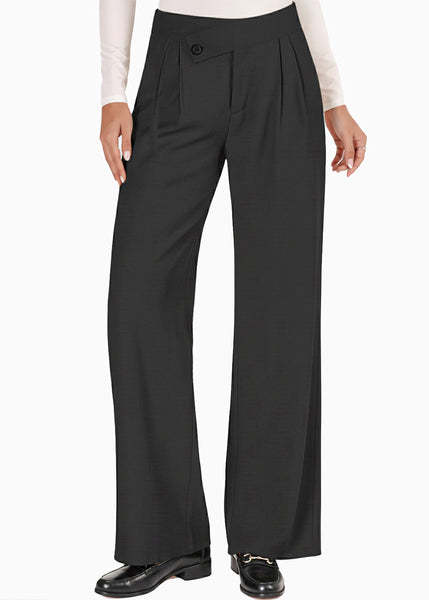 Pantalón wide leg con pretina cruzada - HELECHO.NEGRO