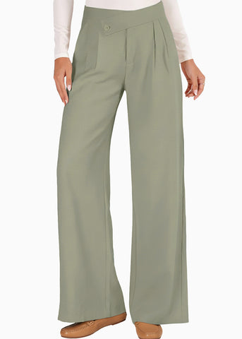 Pantalón wide leg con pretina cruzada - HELECHO.VERDE