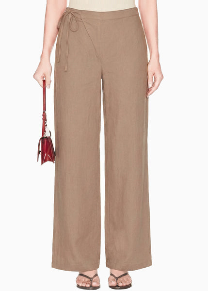 Pantalón wide leg con pretina larga cruzada - MINNESOTA