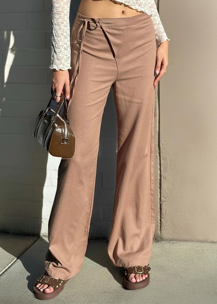 Pantalón wide leg con pretina larga cruzada - MINNESOTA