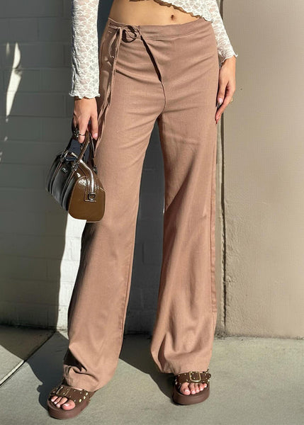 Pantalón wide leg con pretina larga cruzada - MINNESOTA