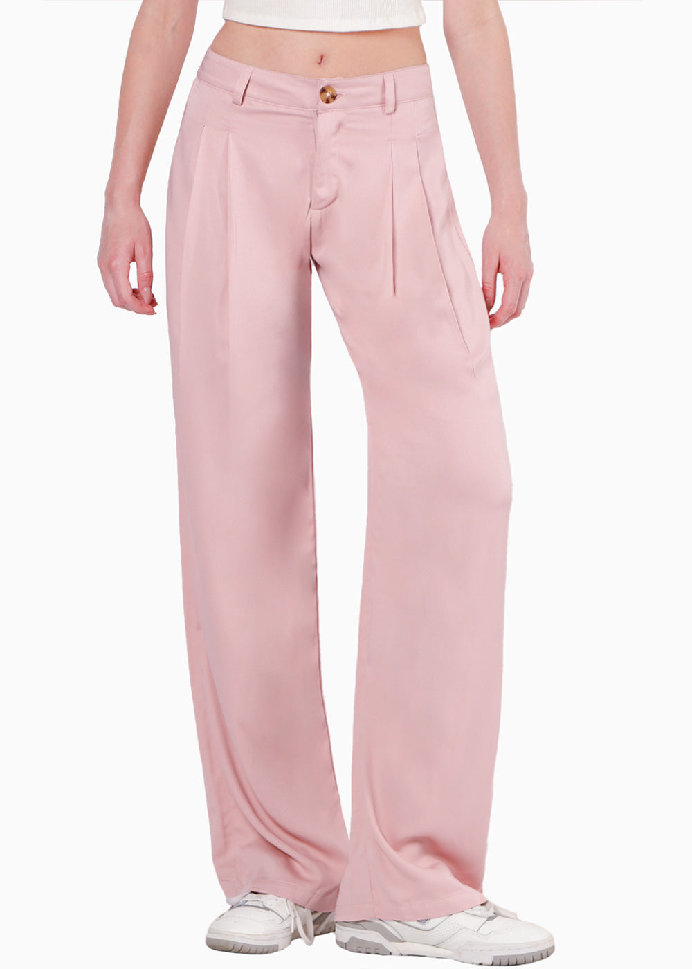 Pantalón Wide Leg de Tiro Alto Rosado en Flashy