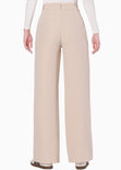 Pantalón wide leg tipo sastre color beige para mujer - Flashy
