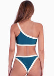 Panty de vestido de baño con contraste de color color azul para mujer - Flashy