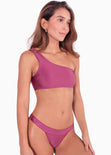 Panty de vestido de baño con fajón ancho color morado, magenta para mujer - Flashy