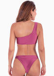 Panty de vestido de baño con fajón ancho color morado, magenta para mujer - Flashy