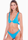 Panty de vestido de baño con la pretina en v color azul para mujer - Flashy
