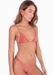 Panty de vestido de baño con la pretina en v color terracota para mujer - Flashy