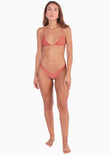Panty de vestido de baño con la pretina en v color terracota para mujer - Flashy