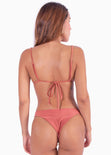 Panty de vestido de baño con la pretina en v color terracota para mujer - Flashy