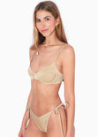 Panty de vestido de baño con la pretina en v y anudados en costados color dorado para mujer - Flashy
