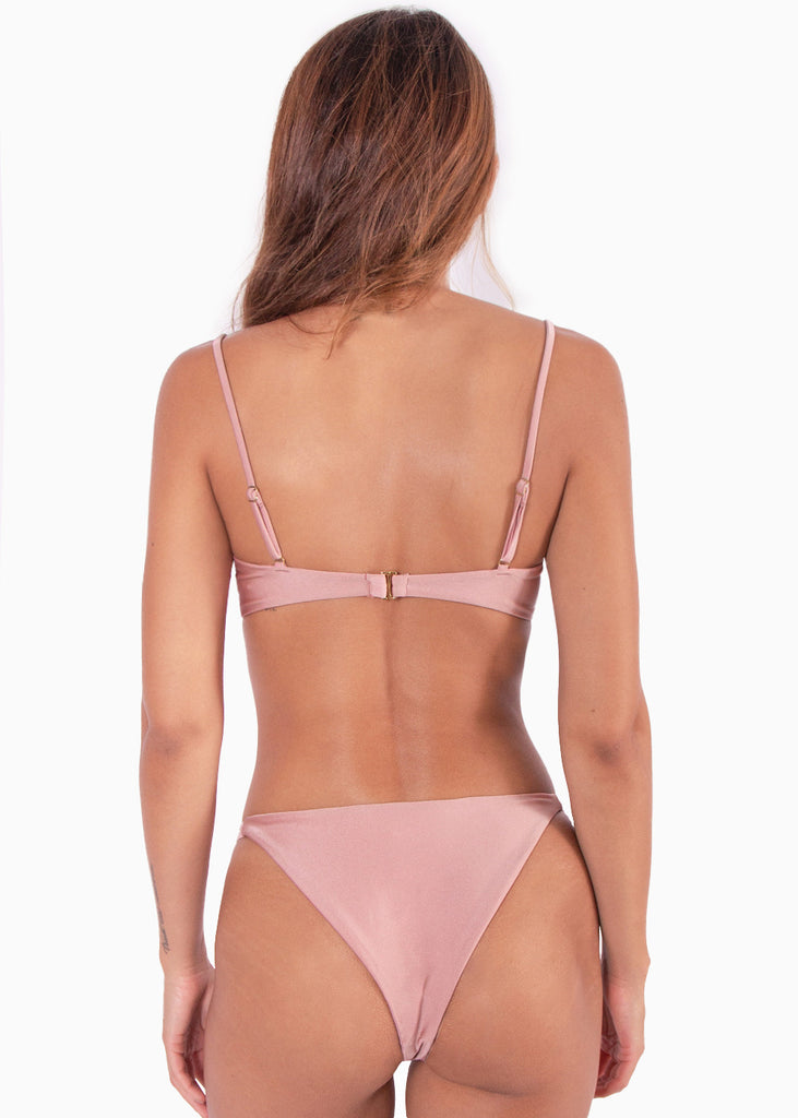 Panty de vestido de baño con tiras en los costados color rosado para mujer - Flashy