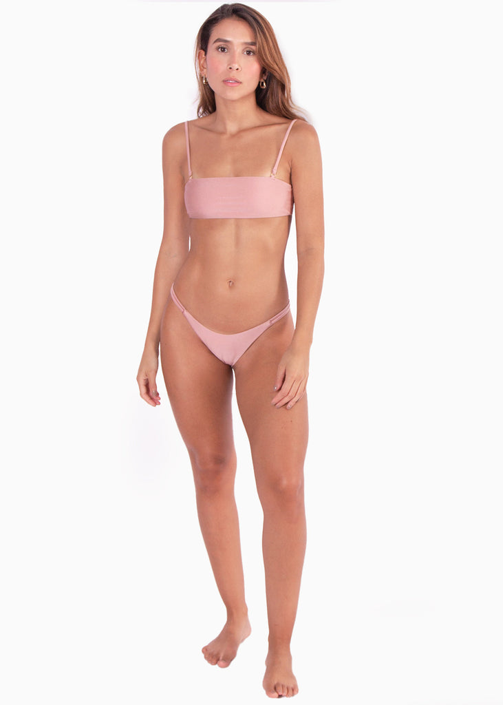Panty de vestido de baño con tiras en los costados color rosado para mujer - Flashy