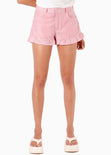 Short a rayas con boleros en ruedo color rojo para mujer - Flashy