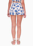 Short de tiro alto con elástico en cintura color marfil, blanco para mujer - Flashy