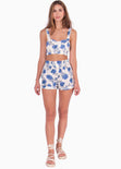 Short de tiro alto con elástico en cintura color marfil, blanco para mujer - Flashy