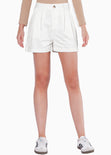 Short de tiro alto y con pinzas color blanco, marfil para mujer - Flashy