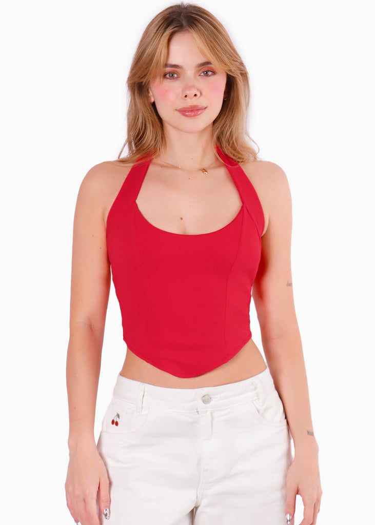 Top cuello halter tipo corset para mujer - Flashy