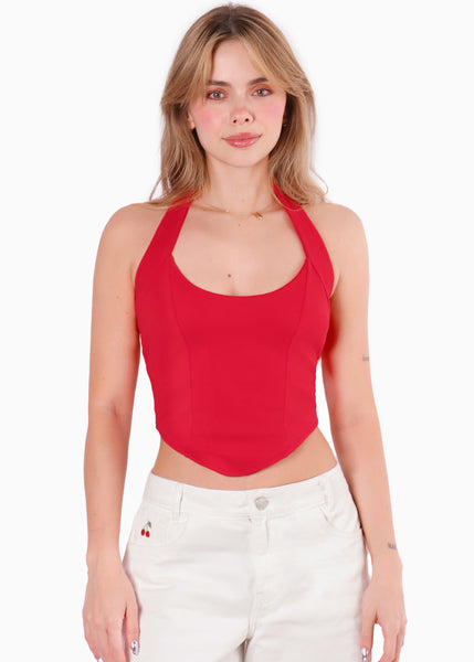 Top cuello halter tipo corset para mujer - Flashy