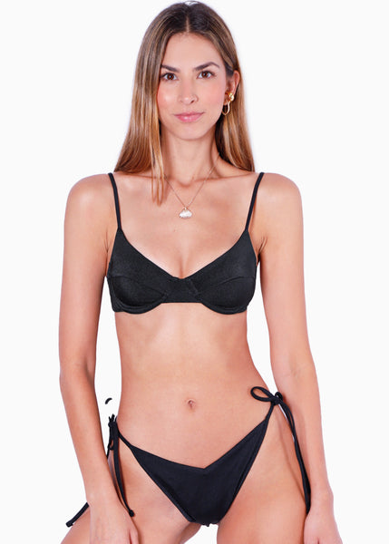 Top de vestido de baño con varilla color negro para mujer - Flashy