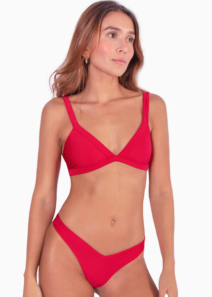Top de vestido de baño de triángulo color rojo para mujer - Flashy