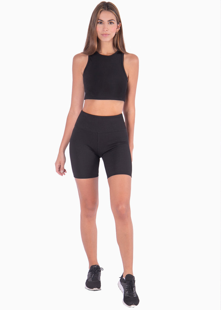 Top deportivo cuello alto sin mangas color negro para mujer - Flashy