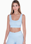 Top deportivo de tiras con escote cuadrado color azul para mujer - Flashy
