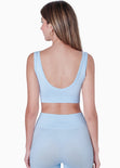 Top deportivo de tiras con escote cuadrado color azul para mujer - Flashy