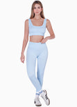 Top deportivo de tiras con escote cuadrado color azul para mujer - Flashy