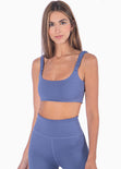 Top deportivo de tiras con ruche color azul para mujer - Flashy
