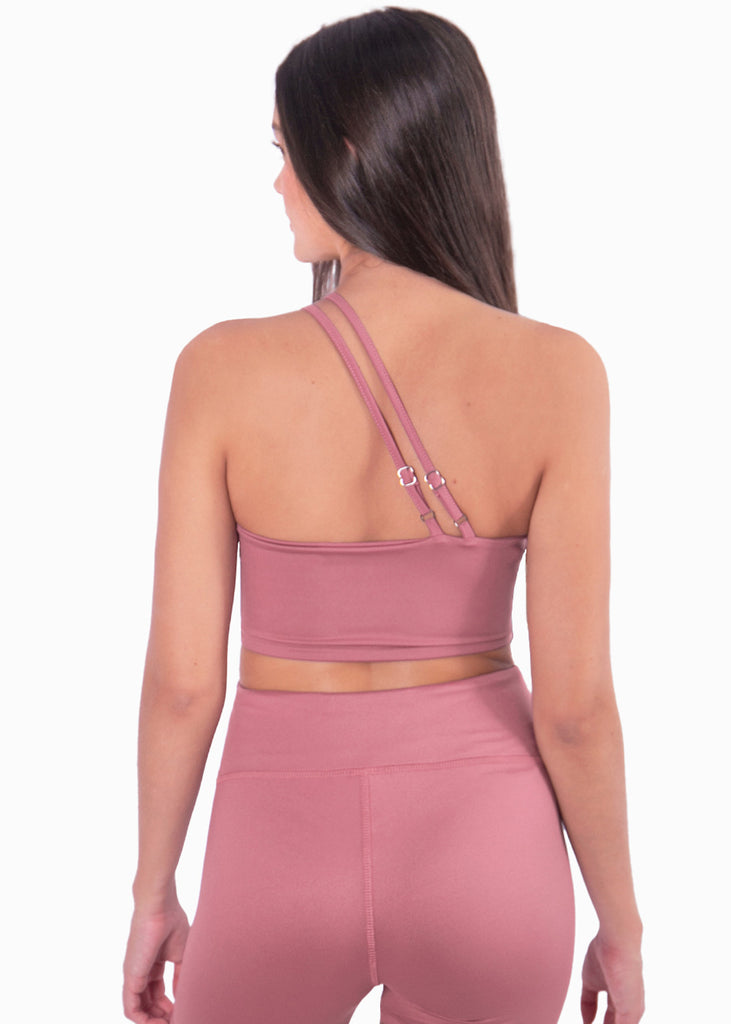 Top deportivo de un hombro color rosado para mujer - Flashy