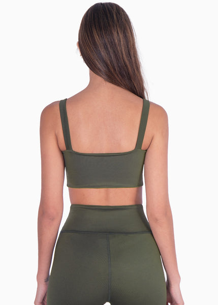 Top deportivo tipo corset color verde para mujer - Flashy