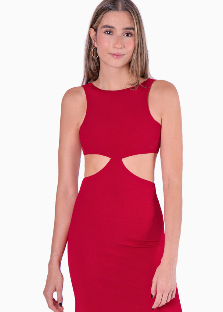 Vestido con cuello alto y aberturas en costados  para mujer - Flashy