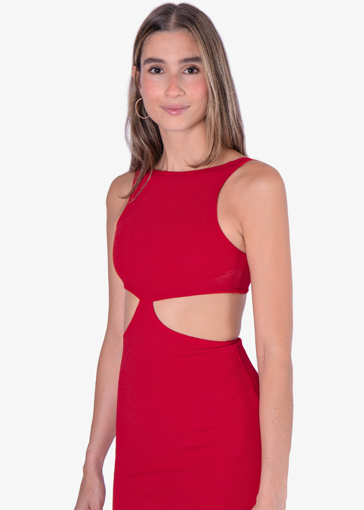 Vestido con cuello alto y aberturas en costados  para mujer - Flashy