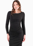 Vestido con top y falda sobrepuesta con efecto drapeado color verde para mujer - Flashy