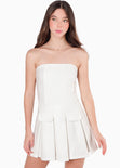 Vestido corto con tablas color blanco, marfil para mujer - Flashy